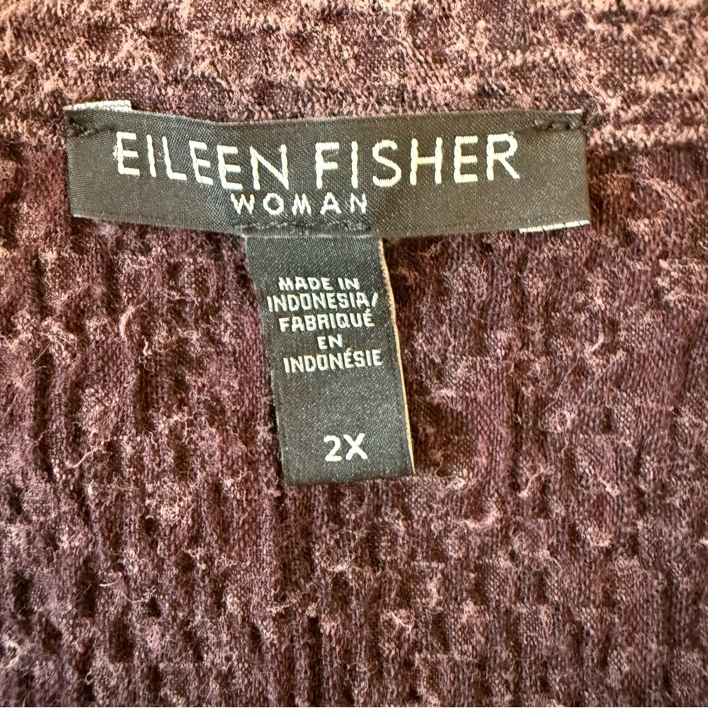 Eileen Fisher Cassis Crosshatch Tencel Open Front Notch Collar Plum Jacket 2X - Picture 11 of 14